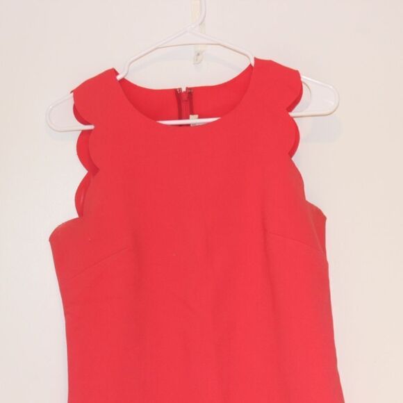 J. Crew Red Scalloped Shift Mini Dress Women Size 4 - Picture 3 of 10